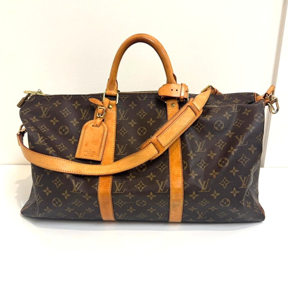 Louis Vuitton Monogram Brown Monogram Keepall 50 Duffle Bag Leather Bandoulière